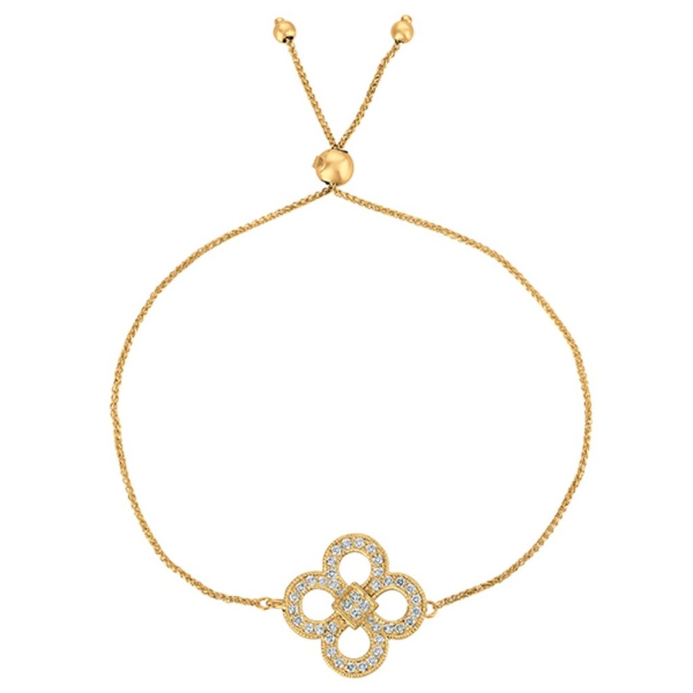 0.37 Carat Bolo Diamond Clover Bracelet 14K Yellow